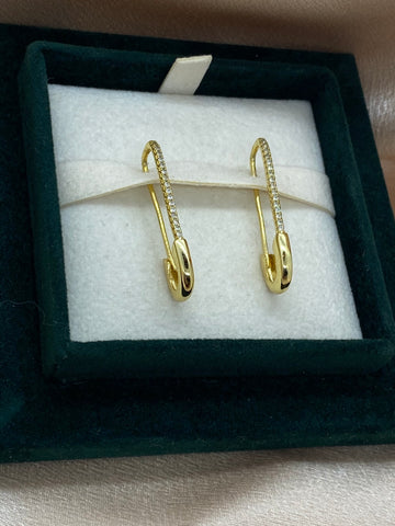 Safety Pin Earrings (Gold)